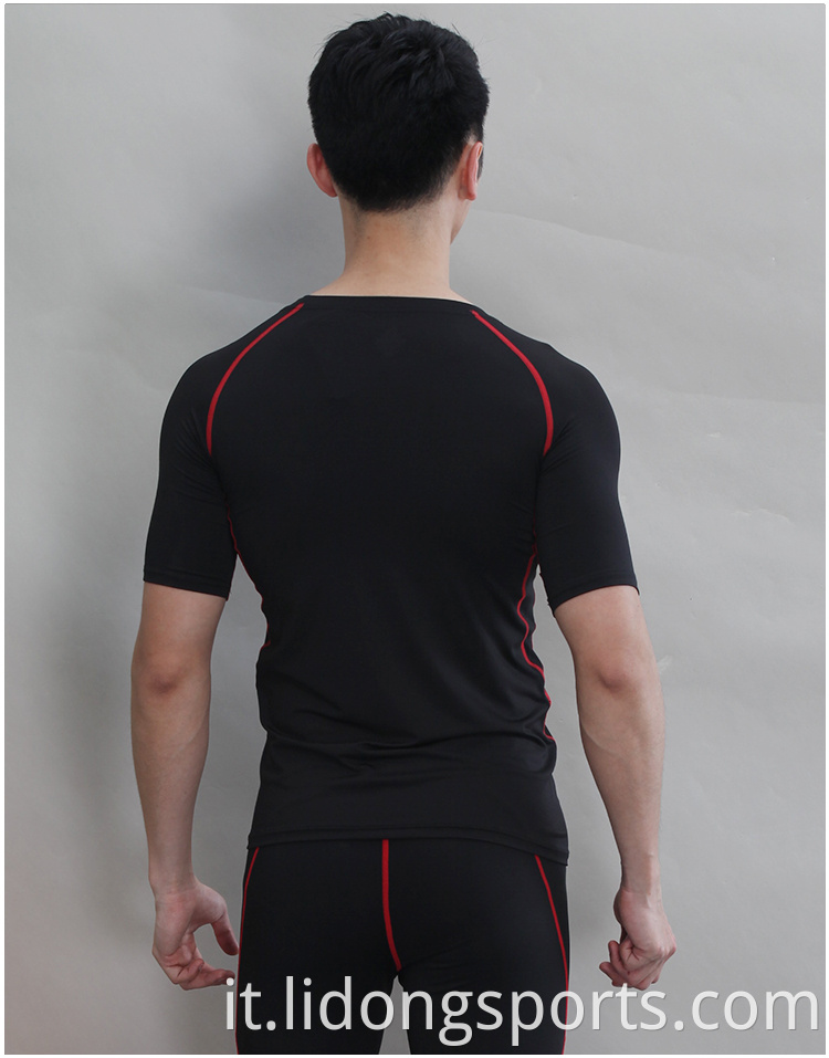 Lidong fitness uomini che corrono abiti da allenamento in palestra all'ingrosso indossare uomini sport maglietta